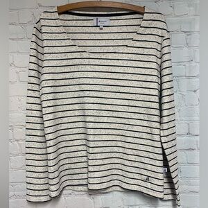 NWOT Ponant France Striped Nautical Cream Navy Top Size L